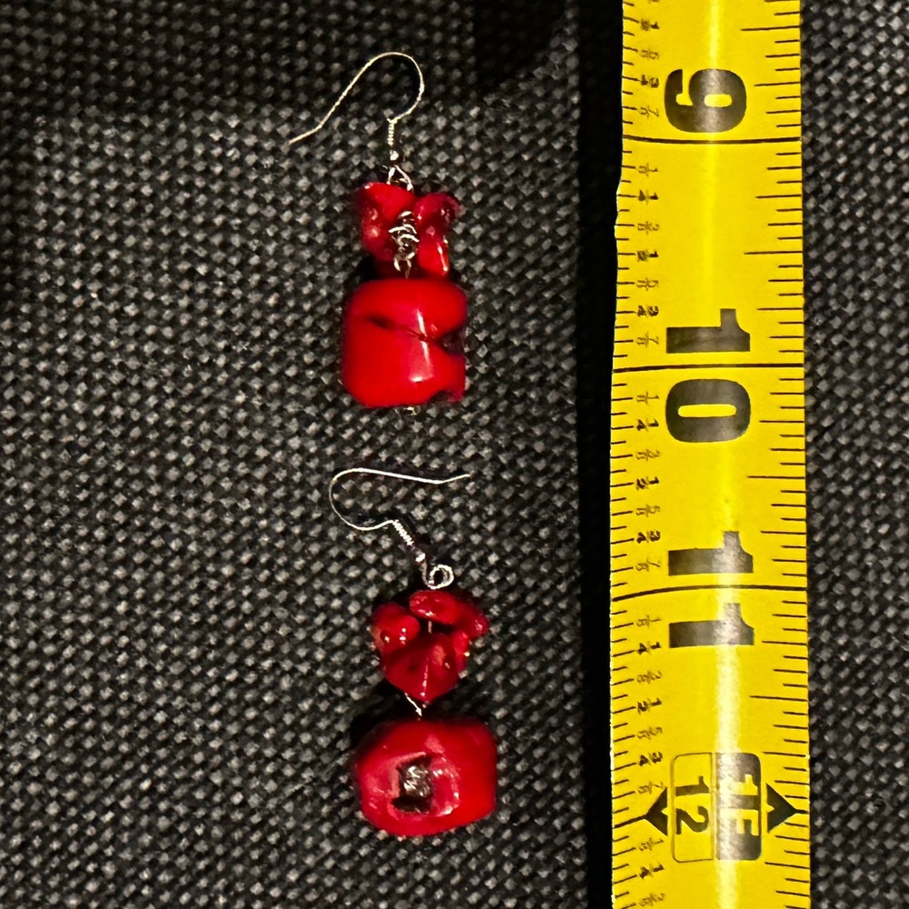 Red Stone Dangle Earrings